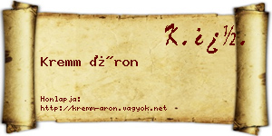 Kremm Áron névjegykártya